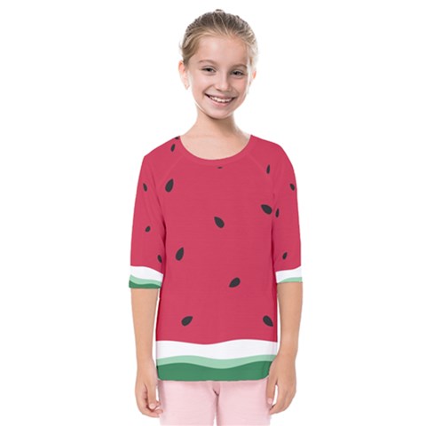 Minimalist Summer Watermelon Wallpaper Kids  Quarter Sleeve Raglan Tee by Ravend