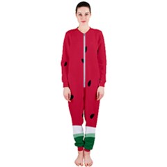 Minimalist Summer Watermelon Wallpaper Onepiece Jumpsuit (ladies) by Ravend