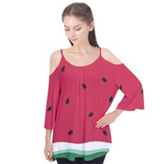 Minimalist Summer Watermelon Wallpaper Flutter Sleeve Tee 