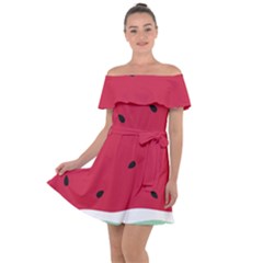 Minimalist Summer Watermelon Wallpaper Off Shoulder Velour Dress by Ravend