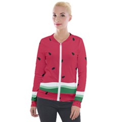 Minimalist Summer Watermelon Wallpaper Velvet Zip Up Jacket