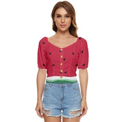 Minimalist Summer Watermelon Wallpaper Button Up Blouse