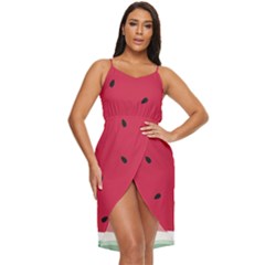 Minimalist Summer Watermelon Wallpaper Tulip Hem Mini Chiffon Dress