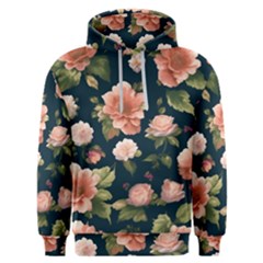 Wallpaper-with-floral-pattern-green-leaf Men s Overhead Hoodie by designsbymallika