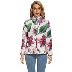 Floral Pattern Women s Puffer Bubble Jacket Coat by designsbymallika
