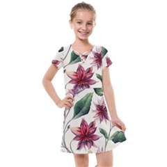 Floral Pattern Kids  Cross Web Dress