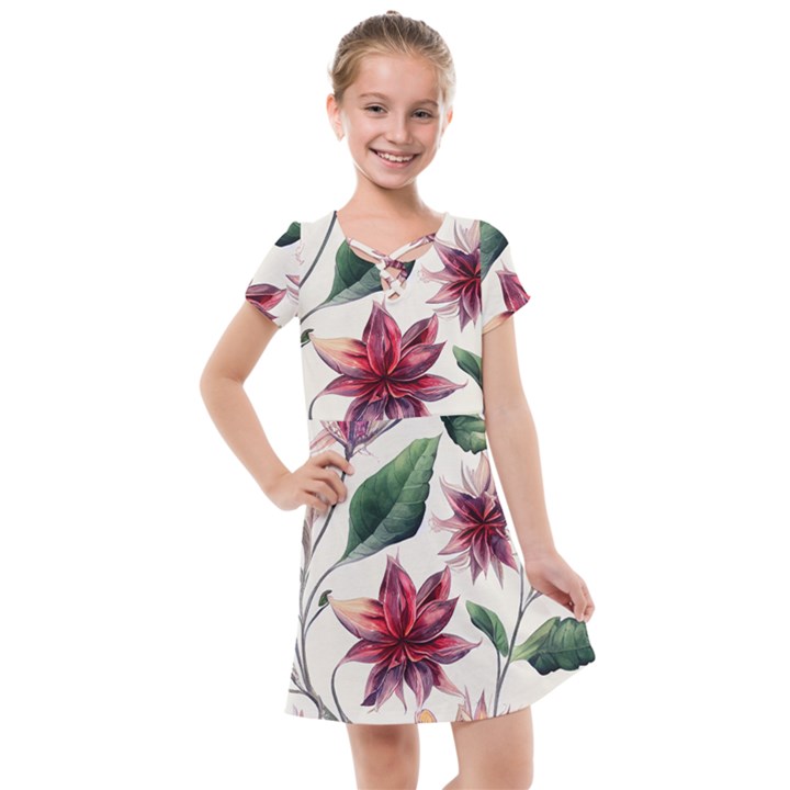 floral pattern Kids  Cross Web Dress