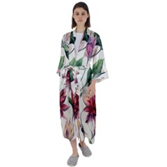 Floral Pattern Maxi Satin Kimono by designsbymallika