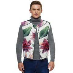 Floral Pattern Men s Button Up Puffer Vest	