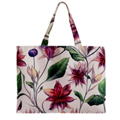 Floral Pattern Zipper Mini Tote Bag