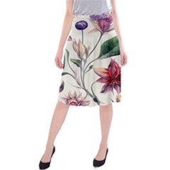 Floral Pattern Midi Beach Skirt by designsbymallika