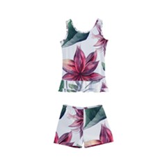 Floral Pattern Kids  Boyleg Swimsuit