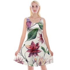 Floral Pattern Reversible Velvet Sleeveless Dress