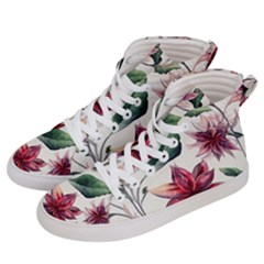 Floral Pattern Women s Hi-top Skate Sneakers by designsbymallika