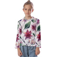 Floral Pattern Kids  Frill Detail Tee