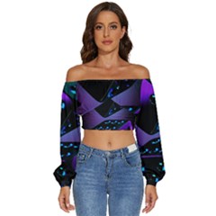 3d Ludo Game,gambling Long Sleeve Crinkled Weave Crop Top