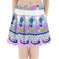 Ramen Kanji Vaporwave Artwork Minimalism Pleated Mini Skirt by Bangk1t