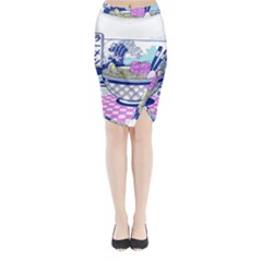 Ramen Kanji Vaporwave Artwork Minimalism Midi Wrap Pencil Skirt by Bangk1t