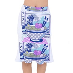 Ramen Kanji Vaporwave Artwork Minimalism Short Mermaid Skirt by Bangk1t