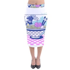 Ramen Kanji Vaporwave Artwork Minimalism Velvet Midi Pencil Skirt by Bangk1t
