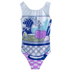 Ramen Kanji Vaporwave Artwork Minimalism Kids  Cut-out Back One Piece Swimsuit