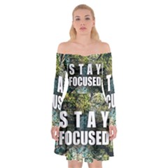 Stay Focused Focus Success Inspiration Motivational Off Shoulder Skater Dress