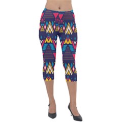 Pattern Colorful Aztec Lightweight Velour Capri Leggings 