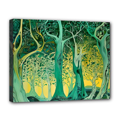 Nature Trees Forest Mystical Forest Jungle Canvas 14  X 11  (stretched) by Ravend