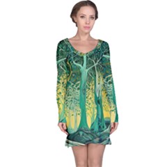 Nature Trees Forest Mystical Forest Jungle Long Sleeve Nightdress by Ravend
