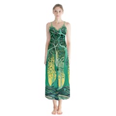 Nature Trees Forest Mystical Forest Jungle Button Up Chiffon Maxi Dress by Ravend