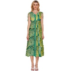 Nature Trees Forest Mystical Forest Jungle V-neck Drawstring Shoulder Sleeveless Maxi Dress