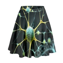 Ai Generated Neuron Network Connection High Waist Skirt by Ravend