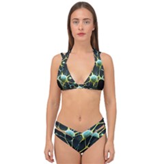 Ai Generated Neuron Network Connection Double Strap Halter Bikini Set