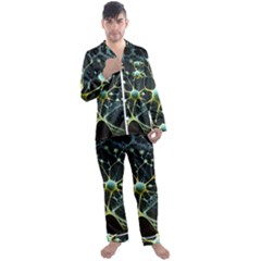 Ai Generated Neuron Network Connection Men s Long Sleeve Satin Pajamas Set