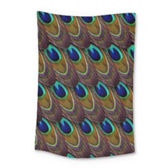 Peacock-feathers-bird-plumage Small Tapestry by Ravend