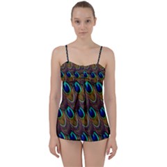 Peacock-feathers-bird-plumage Babydoll Tankini Set