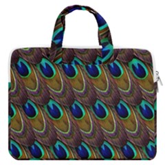 Peacock-feathers-bird-plumage Macbook Pro 16  Double Pocket Laptop Bag  by Ravend