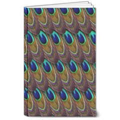 Peacock-feathers-bird-plumage 8  X 10  Softcover Notebook