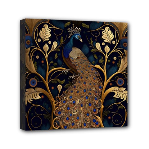 Peacock Plumage Bird Decorative Pattern Graceful Mini Canvas 6  X 6  (stretched) by Ravend