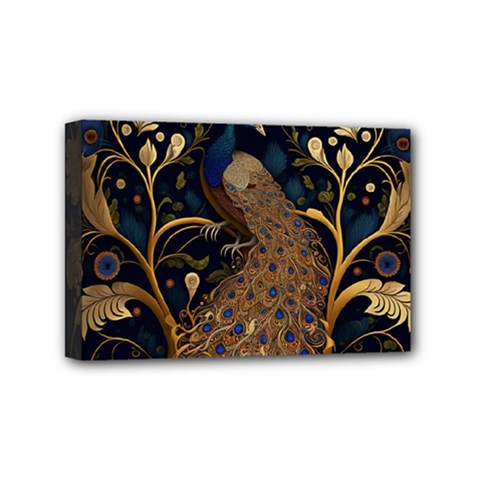 Peacock Plumage Bird Decorative Pattern Graceful Mini Canvas 6  X 4  (stretched)