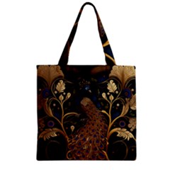 Peacock Plumage Bird Decorative Pattern Graceful Zipper Grocery Tote Bag by Ravend