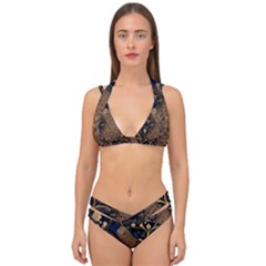 Peacock Plumage Bird Decorative Pattern Graceful Double Strap Halter Bikini Set