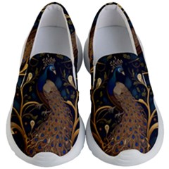 Peacock Plumage Bird Decorative Pattern Graceful Kids Lightweight Slip Ons by Ravend