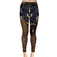 Peacock Plumage Bird Decorative Pattern Graceful Inside Out Leggings by Ravend