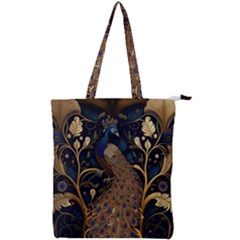 Peacock Plumage Bird Decorative Pattern Graceful Double Zip Up Tote Bag by Ravend