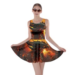 Dragon Art Fire Digital Fantasy Skater Dress by Celenk