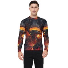 Dragon Art Fire Digital Fantasy Men s Long Sleeve Rash Guard by Celenk