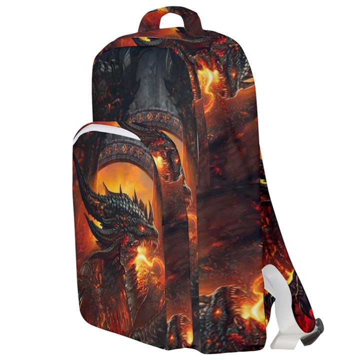 Dragon Art Fire Digital Fantasy Double Compartment Backpack