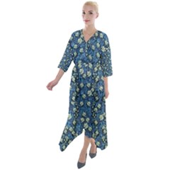 Lotus Bloom In The Calm Sea Of Beautiful Waterlilies Quarter Sleeve Wrap Front Maxi Dress by pepitasart