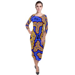 Newart2 Quarter Sleeve Midi Velour Bodycon Dress